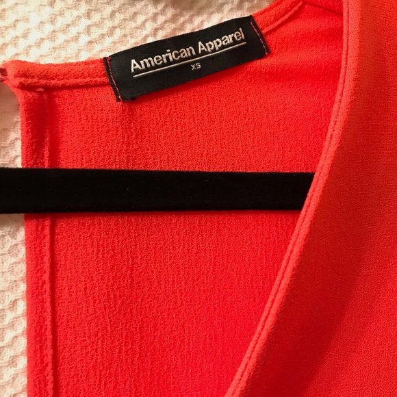 NWOT American Apparel SZ XS crepe mini shift dress- Orange/Tangelo/Coral - Picture 4 of 6